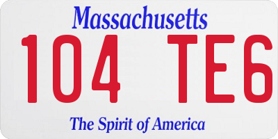 MA license plate 104TE6