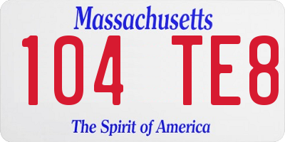 MA license plate 104TE8