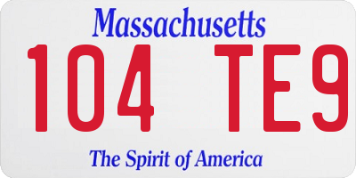 MA license plate 104TE9