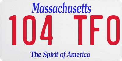 MA license plate 104TF0