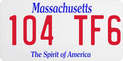 MA license plate 104TF6