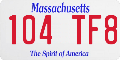 MA license plate 104TF8