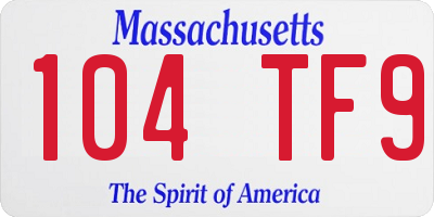 MA license plate 104TF9