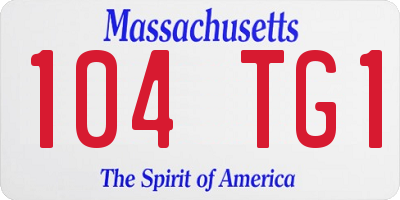 MA license plate 104TG1