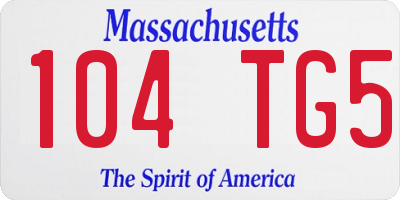MA license plate 104TG5