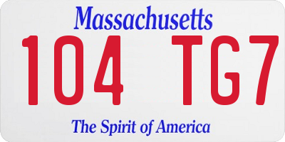 MA license plate 104TG7