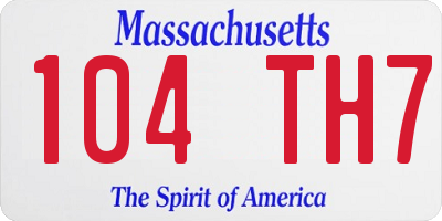 MA license plate 104TH7
