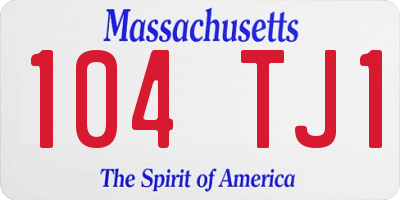 MA license plate 104TJ1
