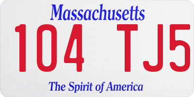 MA license plate 104TJ5