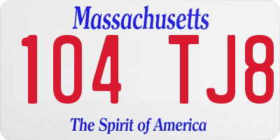 MA license plate 104TJ8