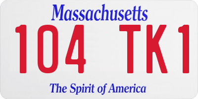MA license plate 104TK1