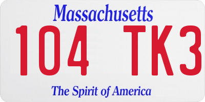 MA license plate 104TK3