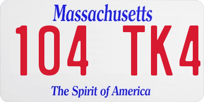 MA license plate 104TK4