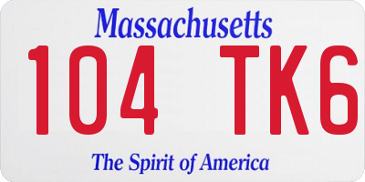 MA license plate 104TK6