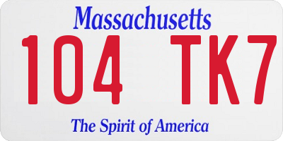 MA license plate 104TK7