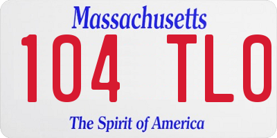 MA license plate 104TL0