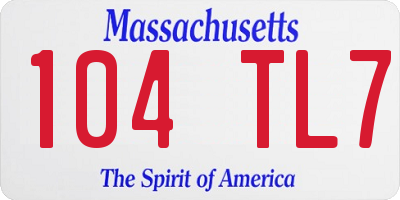 MA license plate 104TL7