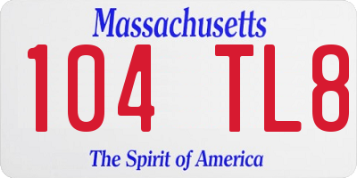 MA license plate 104TL8