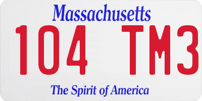 MA license plate 104TM3