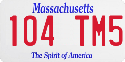 MA license plate 104TM5