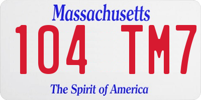 MA license plate 104TM7