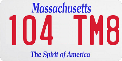 MA license plate 104TM8
