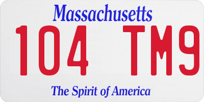 MA license plate 104TM9