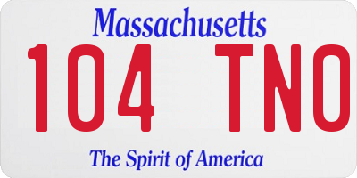 MA license plate 104TN0
