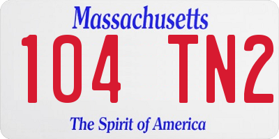 MA license plate 104TN2