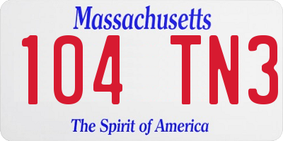 MA license plate 104TN3