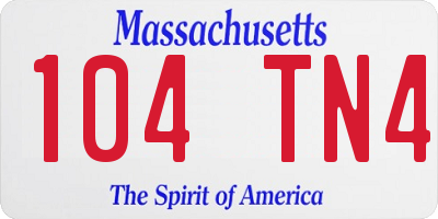 MA license plate 104TN4