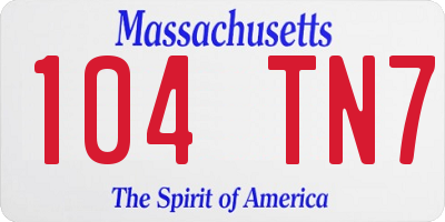 MA license plate 104TN7