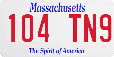 MA license plate 104TN9