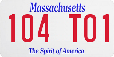 MA license plate 104TO1