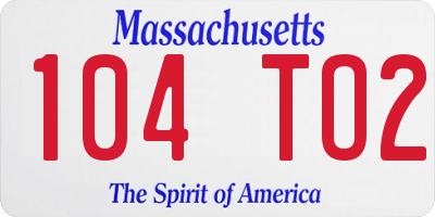 MA license plate 104TO2