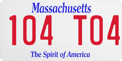 MA license plate 104TO4