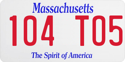 MA license plate 104TO5