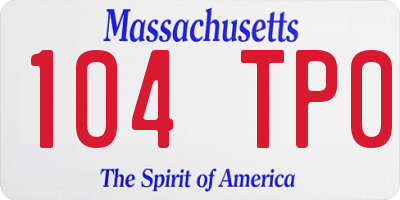 MA license plate 104TP0