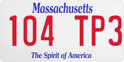MA license plate 104TP3