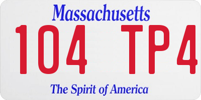 MA license plate 104TP4