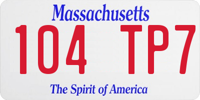 MA license plate 104TP7