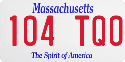 MA license plate 104TQ0