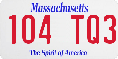 MA license plate 104TQ3