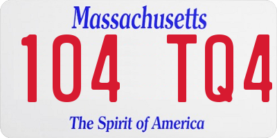MA license plate 104TQ4