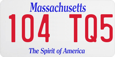 MA license plate 104TQ5