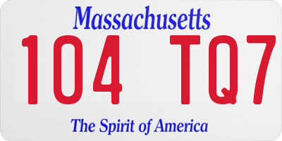 MA license plate 104TQ7