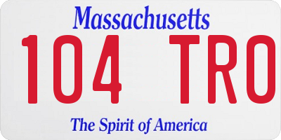 MA license plate 104TR0