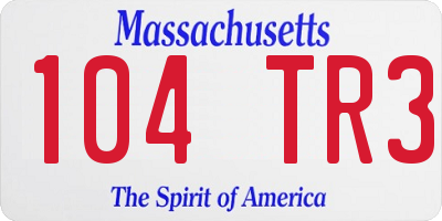 MA license plate 104TR3