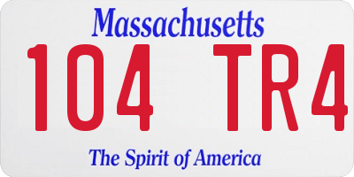 MA license plate 104TR4