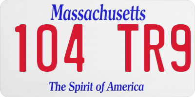 MA license plate 104TR9